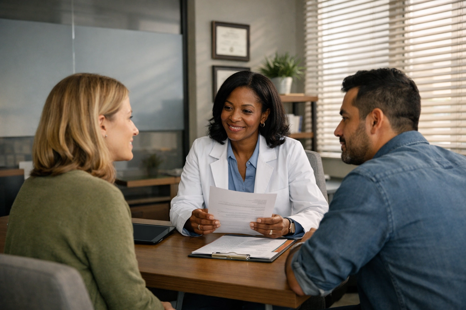 Dentist consulting with patients about dental insurance coverage in Northern Kentucky
