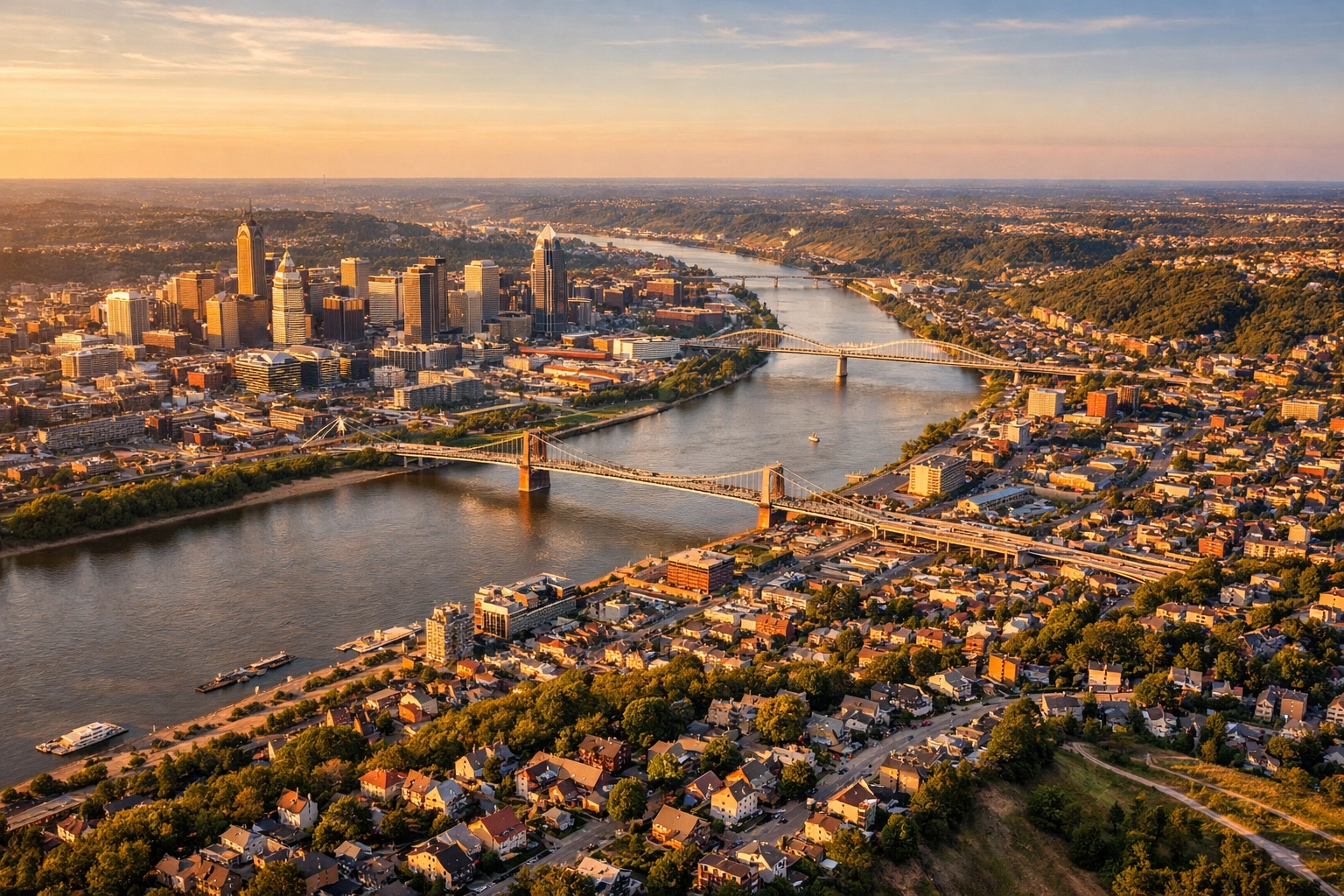 Aerial view of Greater Cincinnati and Northern Kentucky Tri-State area showing regional diversity